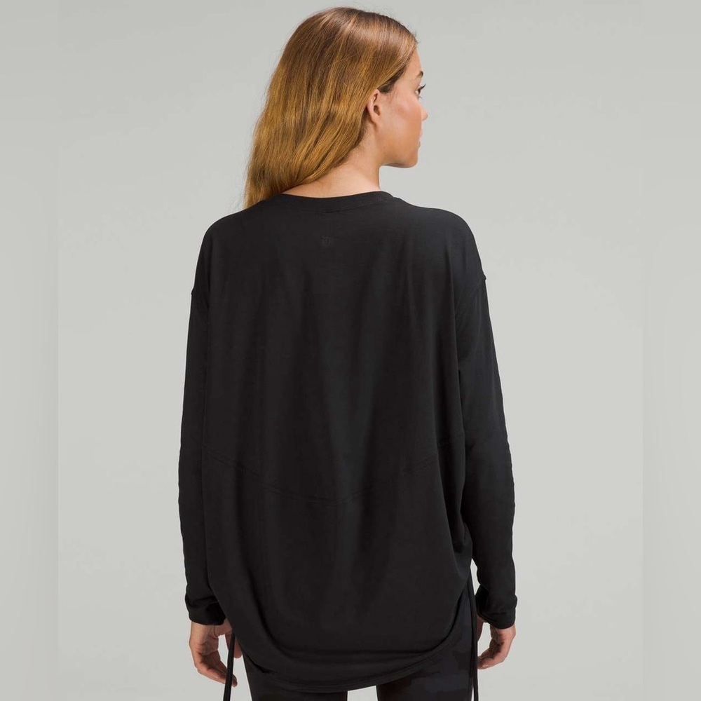 Lululemon Back In Action Long Sleeve Top Small Black Oversized Athleisure Casual